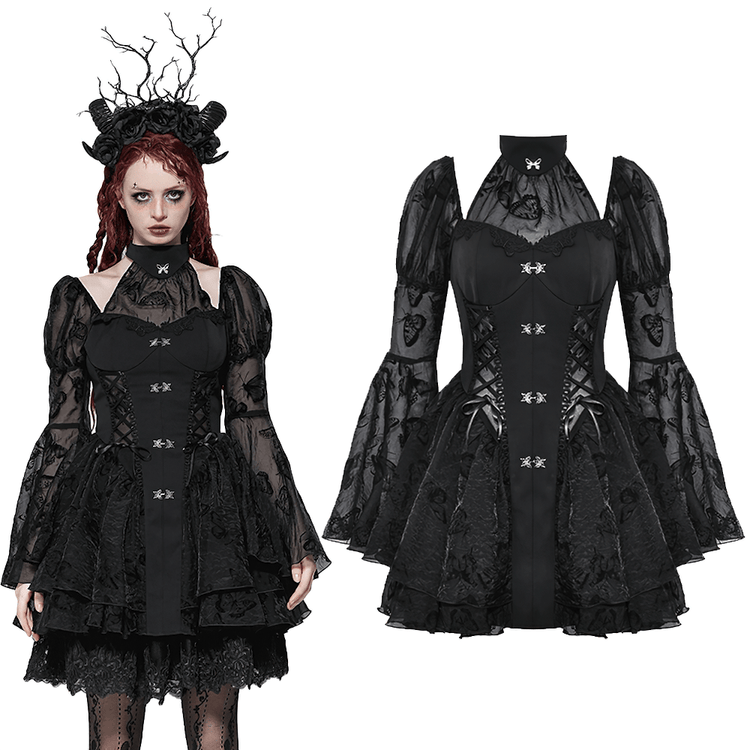 Elegant Gothic Mini Dress with Butterfly Accents - image 3