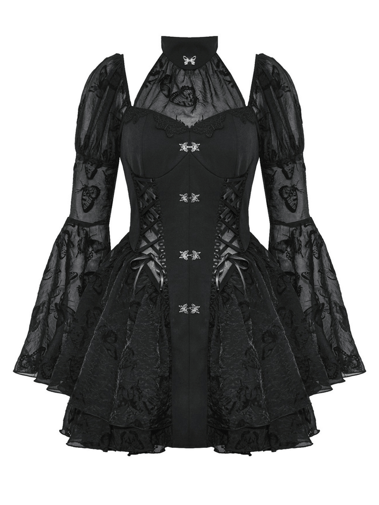 Elegant Gothic Mini Dress with Butterfly Accents - image 4
