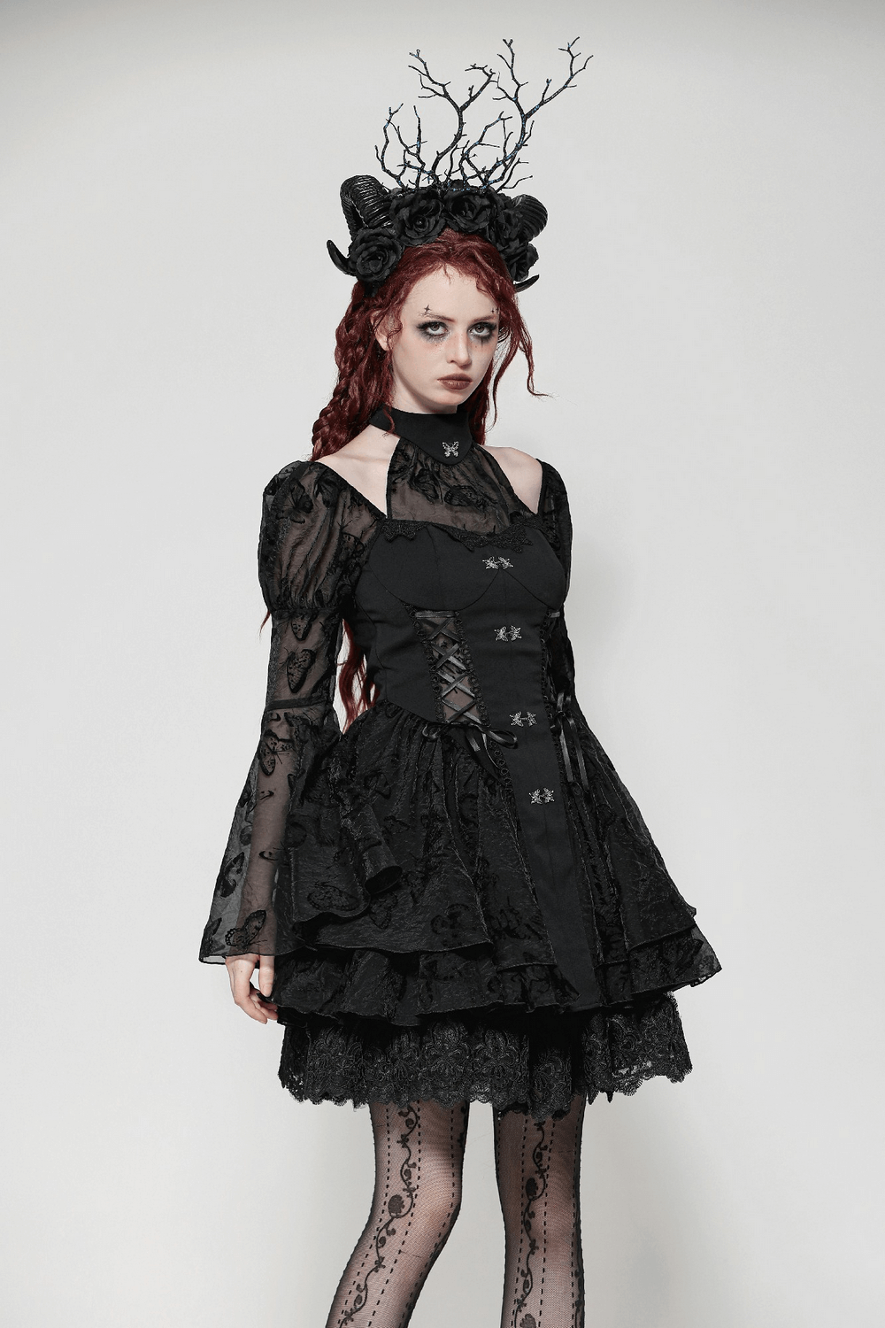 Elegant Gothic Mini Dress with Butterfly Accents - image 13