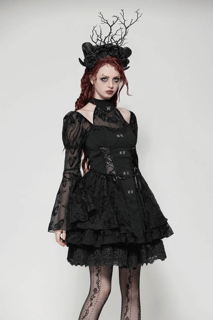 Elegant Gothic Mini Dress with Butterfly Accents - image 13