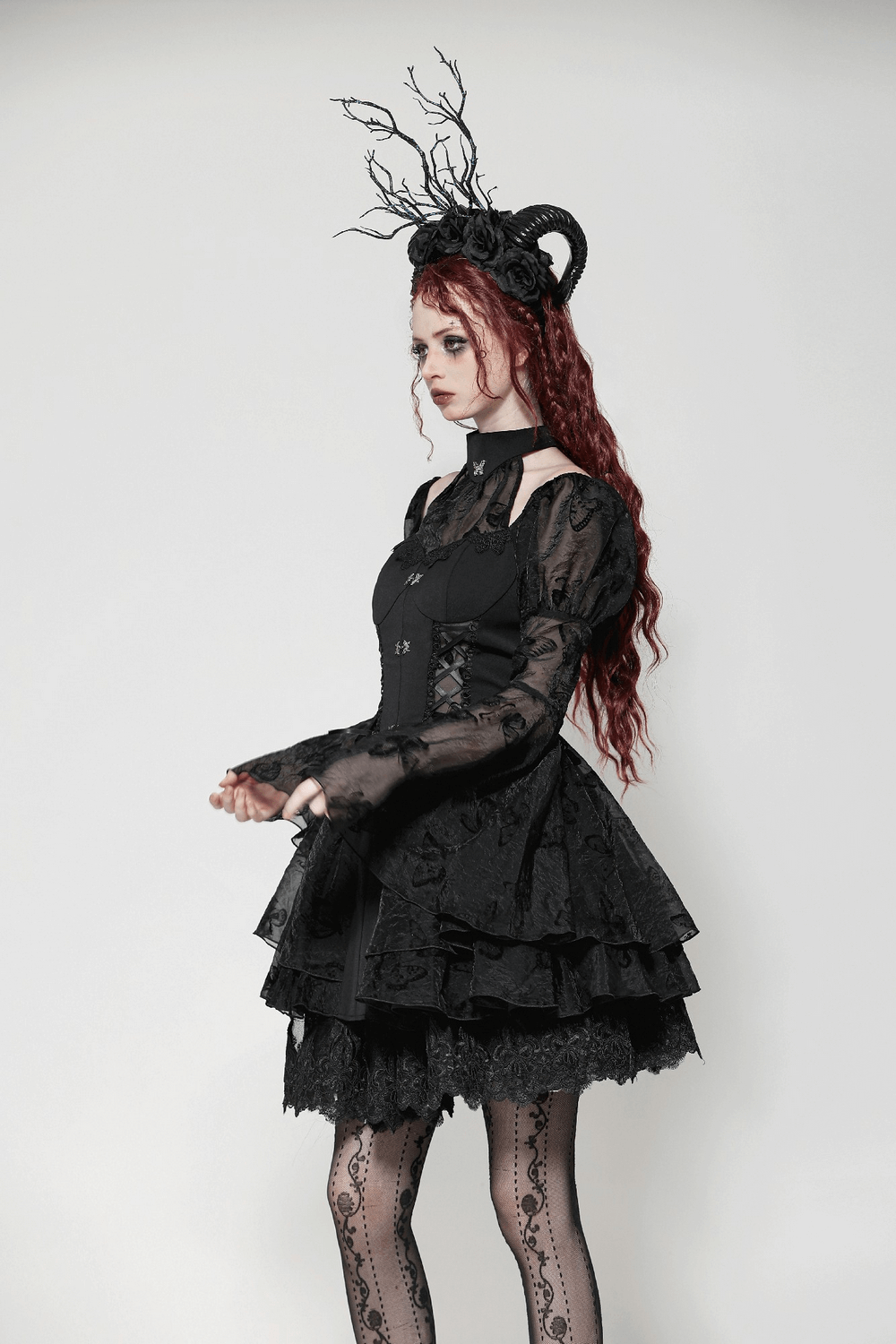 Elegant Gothic Mini Dress with Butterfly Accents - image 14