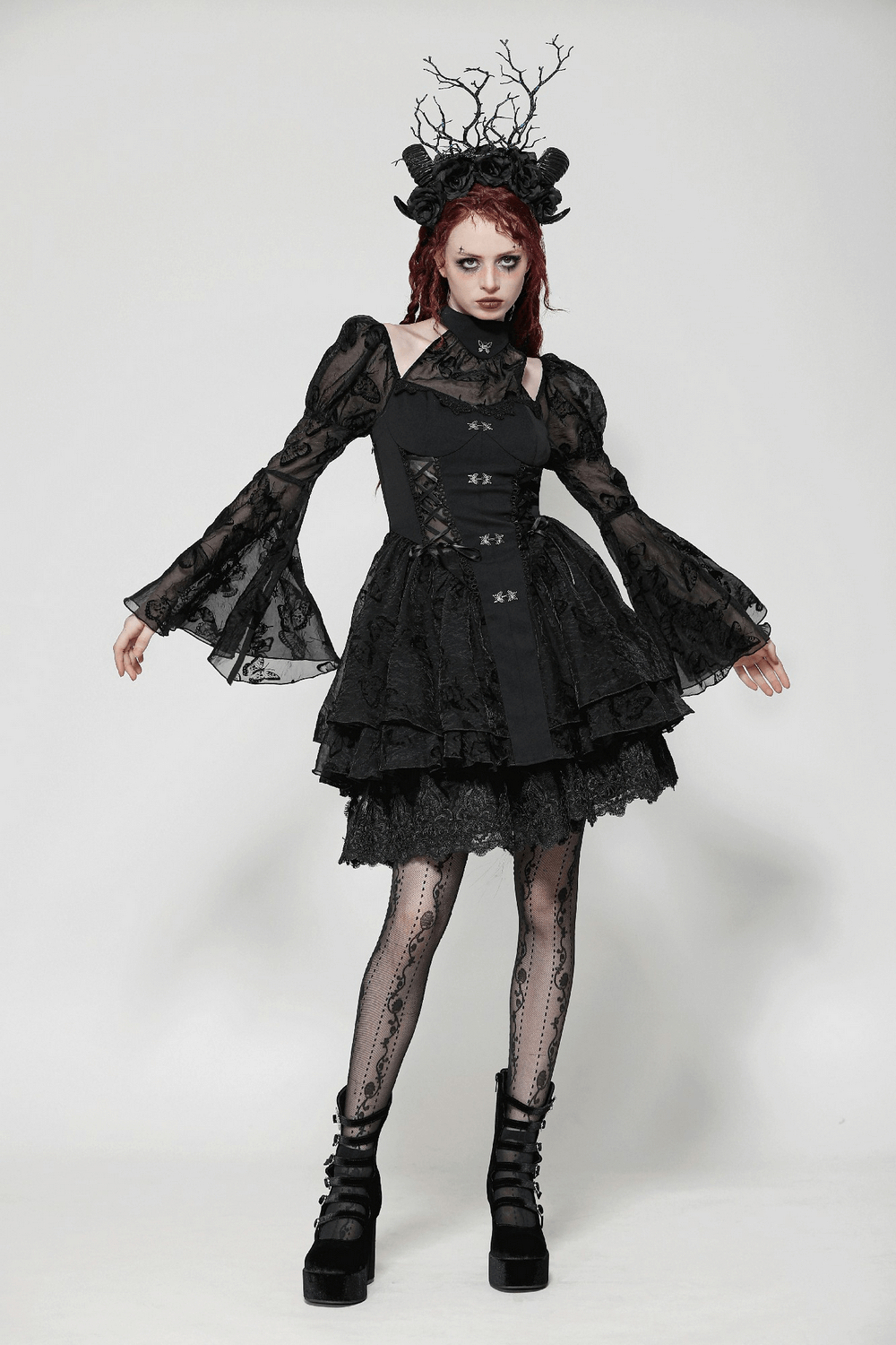 Elegant Gothic Mini Dress with Butterfly Accents - image 15