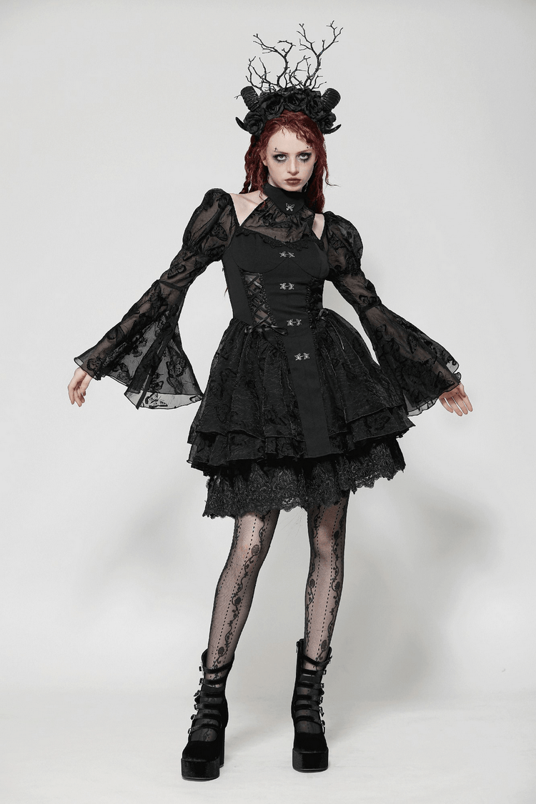 Elegant Gothic Mini Dress with Butterfly Accents - image 15