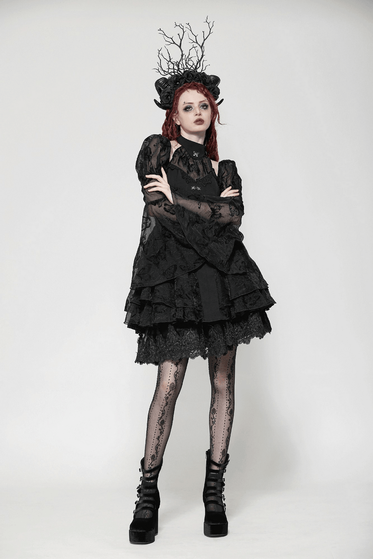 Elegant Gothic Mini Dress with Butterfly Accents - image 16