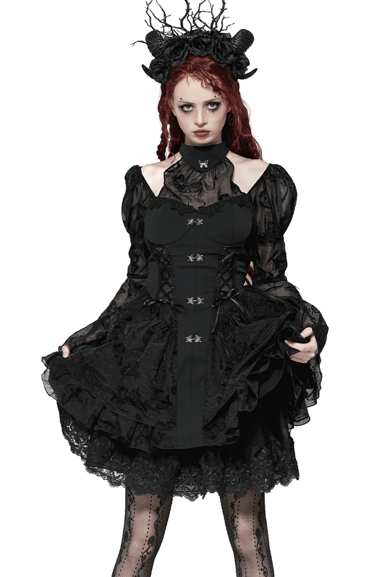 Elegant Gothic Mini Dress with Butterfly Accents - image 1
