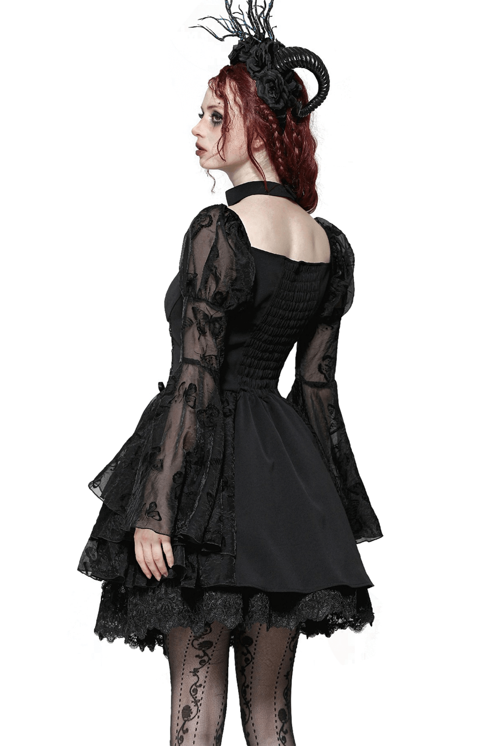 Elegant Gothic Mini Dress with Butterfly Accents - image 2