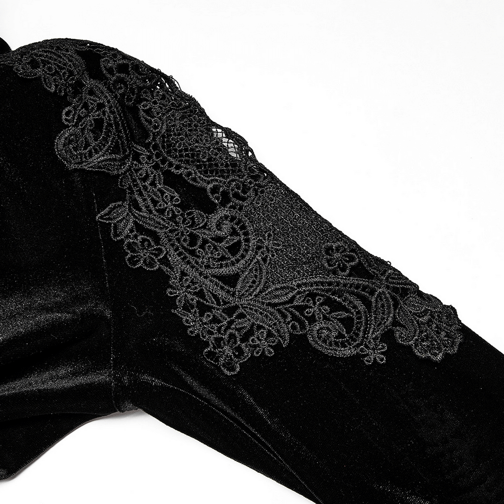 Elegant Lace-Collar Velvet Gothic Dress With Zipper in the Back - image 8