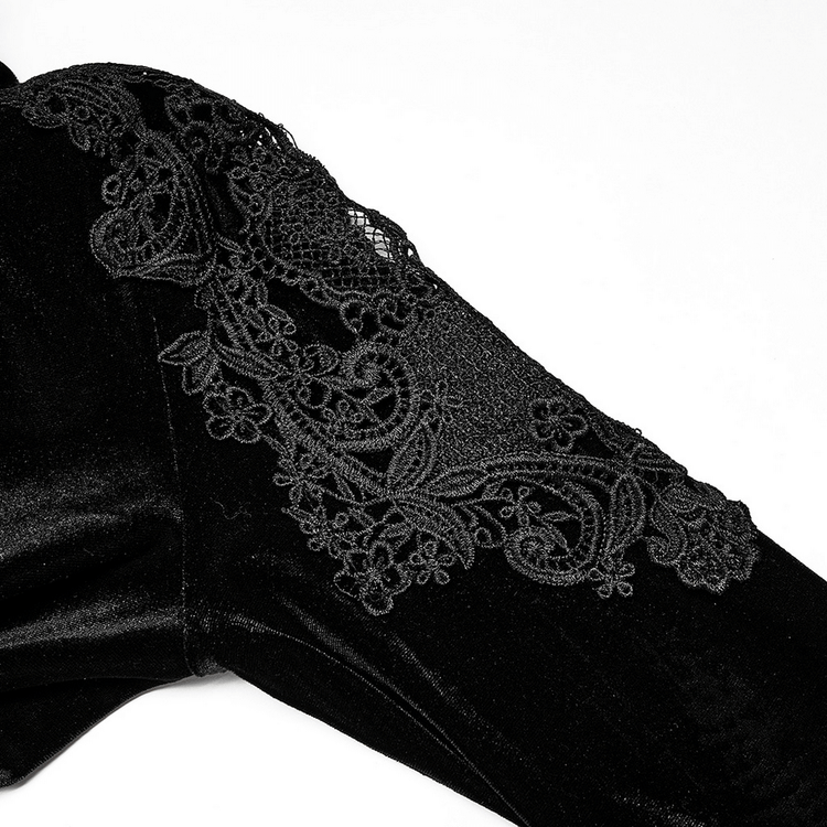 Elegant Lace-Collar Velvet Gothic Dress With Zipper in the Back - image 8