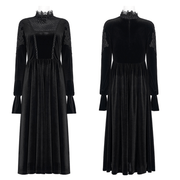 Elegant Lace-Collar Velvet Gothic Dress With Zipper in the Back - image 3