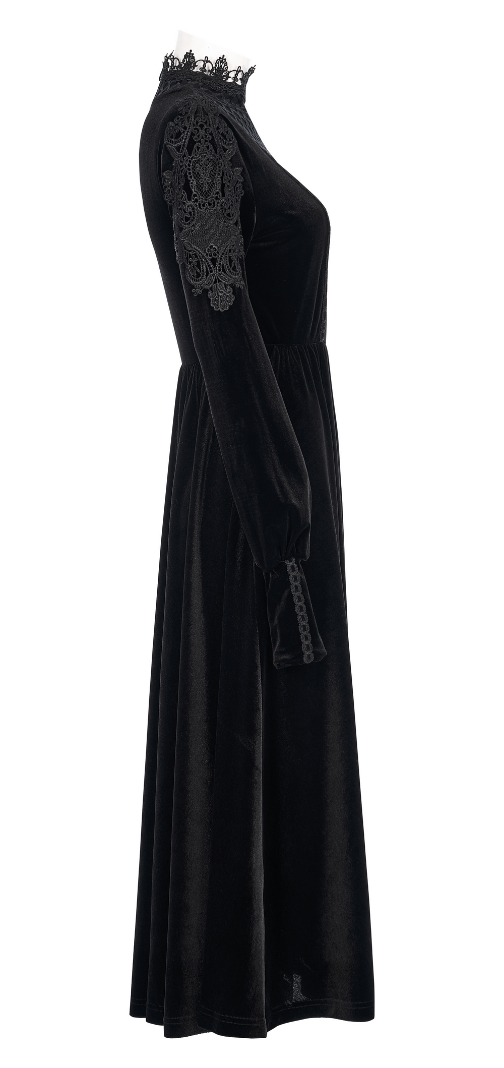 Elegant Lace-Collar Velvet Gothic Dress With Zipper in the Back - image 5