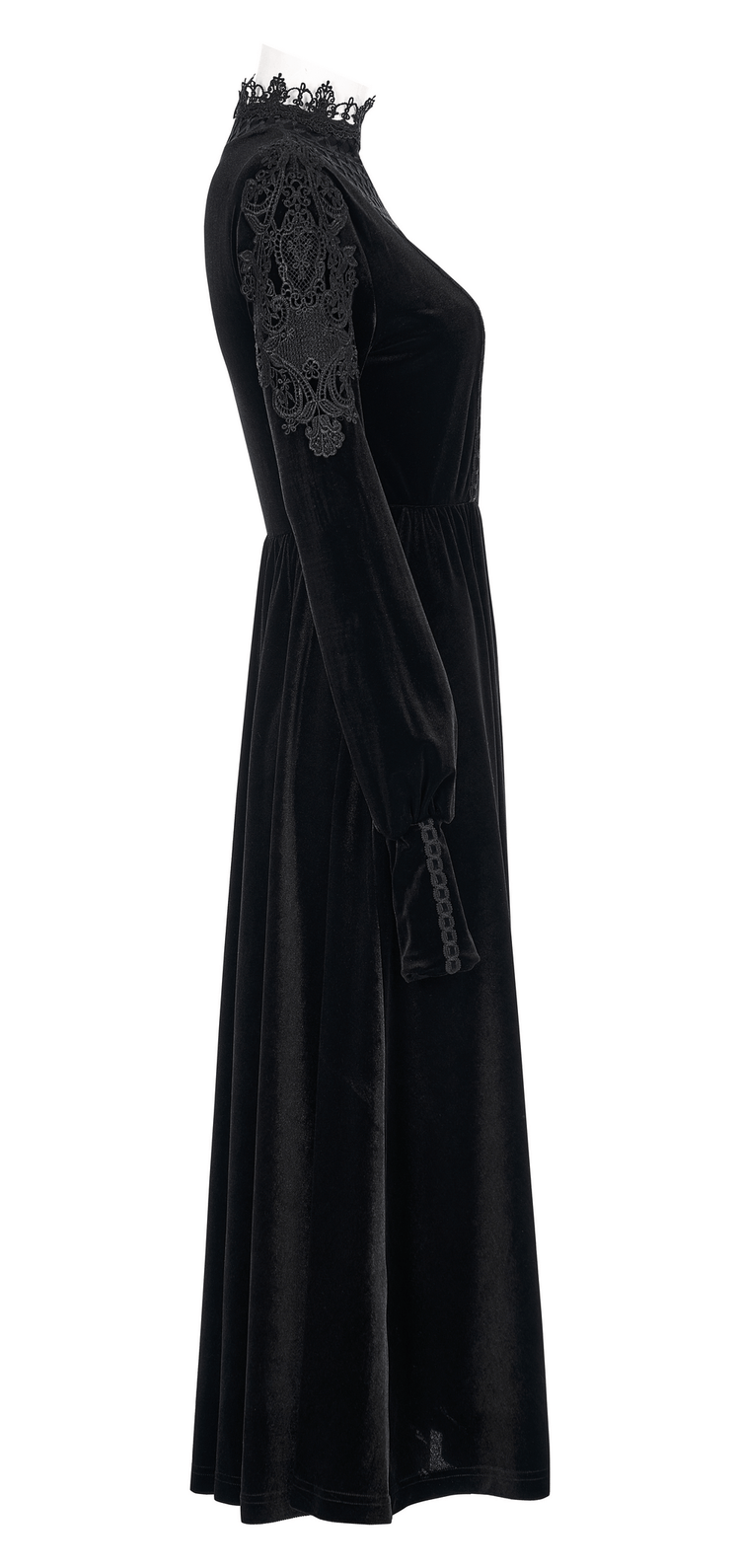 Elegant Lace-Collar Velvet Gothic Dress With Zipper in the Back - image 5