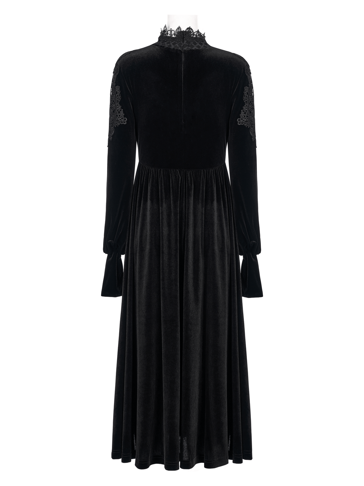 Elegant Lace-Collar Velvet Gothic Dress With Zipper in the Back - image 6