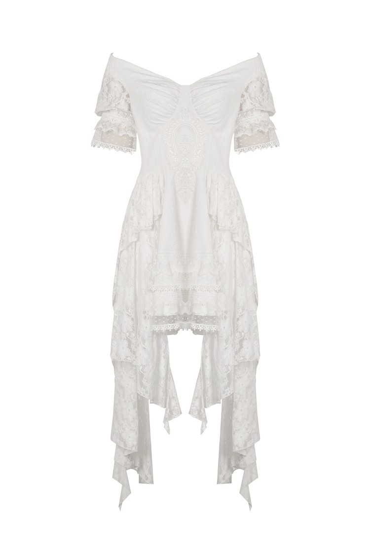 Elegant Lace Off-Shoulder Dress with Asymmetrical Hem - image 4