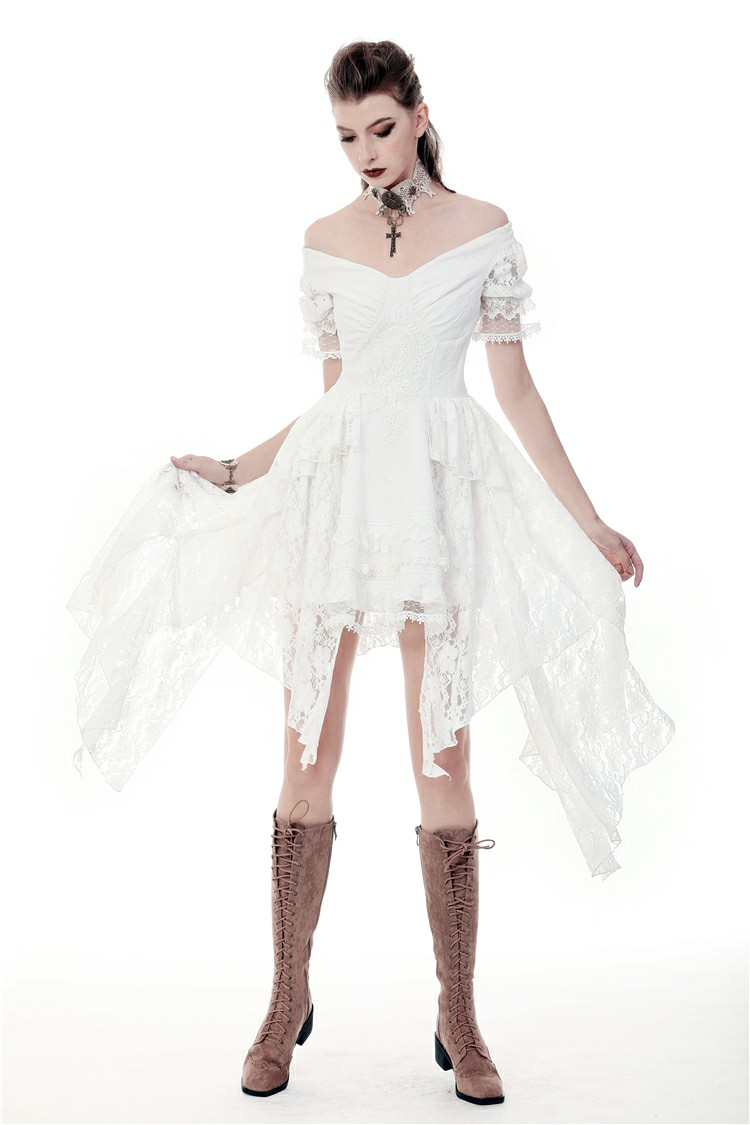Elegant Lace Off-Shoulder Dress with Asymmetrical Hem - image 12
