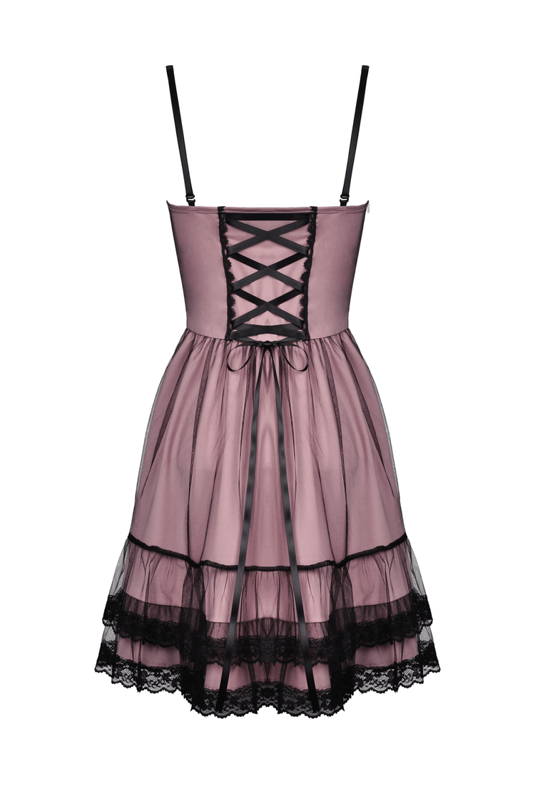 Elegant Lace-Up Dress with Ruffled Hem and Delicate Details - image 5