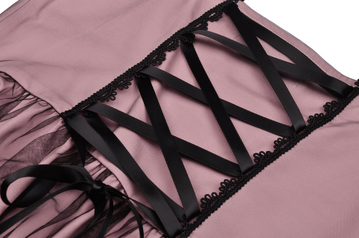 Elegant Lace-Up Dress with Ruffled Hem and Delicate Details - image 9