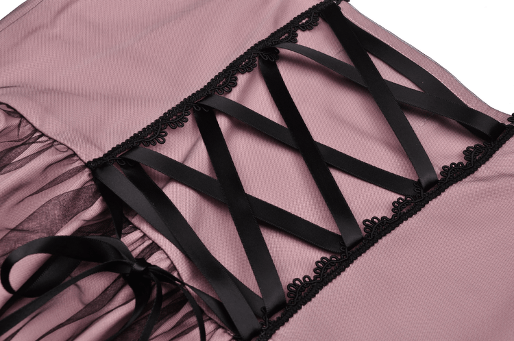 Elegant Lace-Up Dress with Ruffled Hem and Delicate Details - image 9