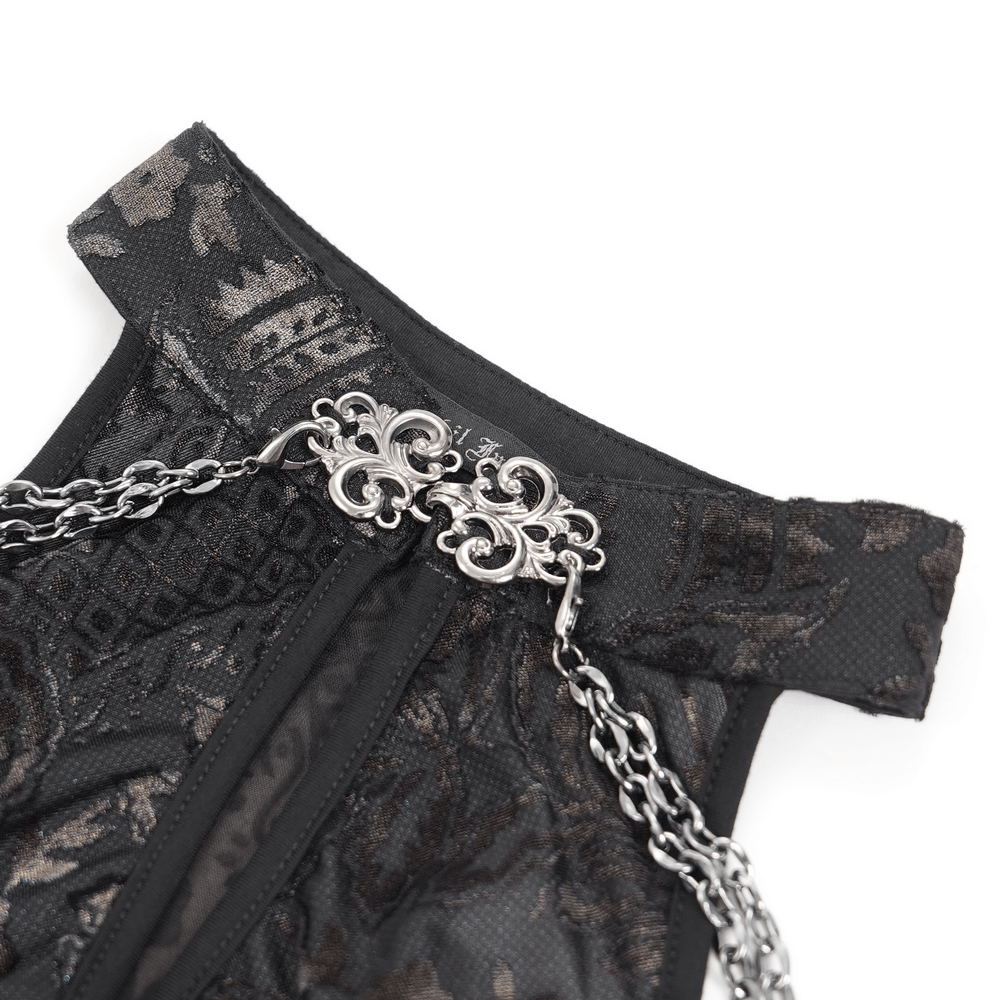 Elegant Long Gothic Lace Dress with Chain Detail - image 9