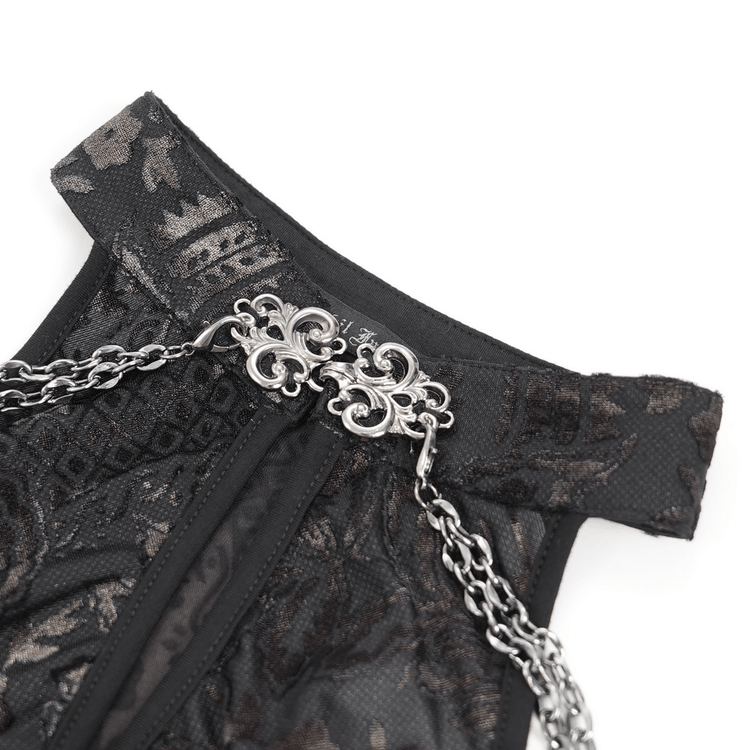 Elegant Long Gothic Lace Dress with Chain Detail - image 9