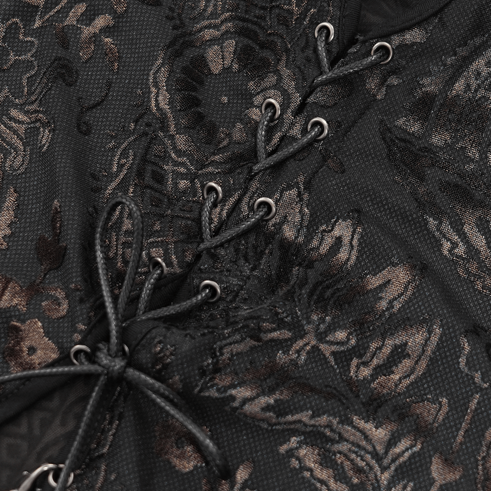 Elegant Long Gothic Lace Dress with Chain Detail - image 10