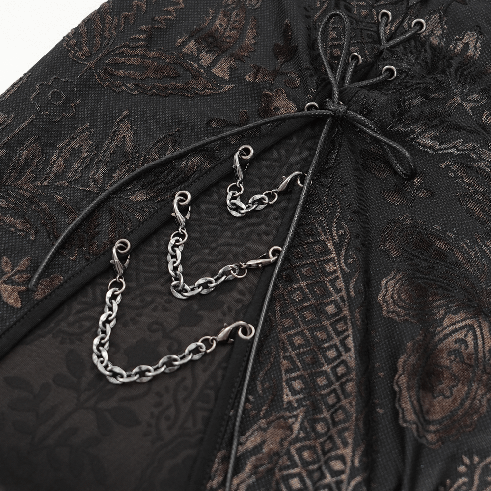 Elegant Long Gothic Lace Dress with Chain Detail - image 8