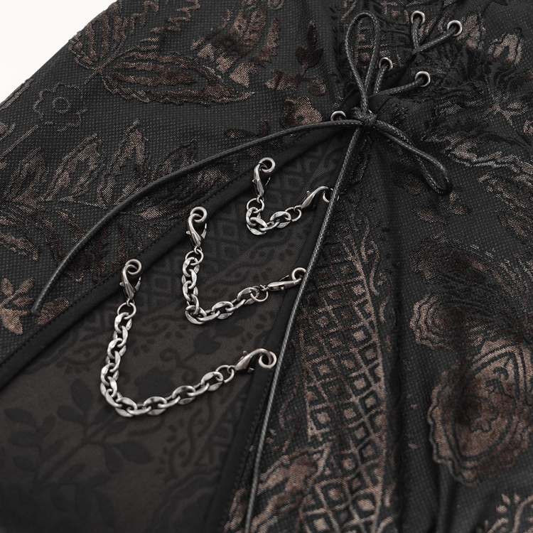 Elegant Long Gothic Lace Dress with Chain Detail - image 8