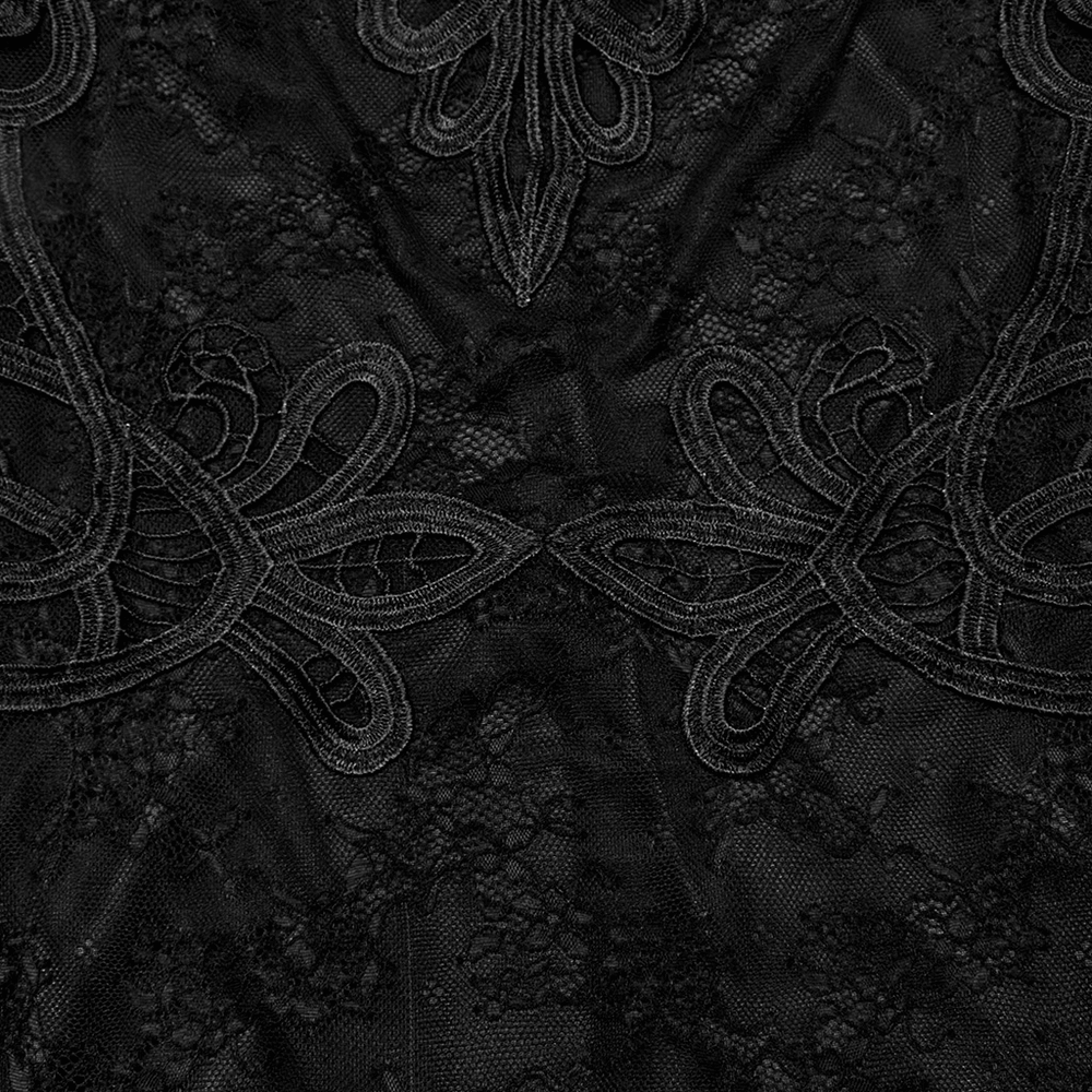 Elegant Long Sleeved Lace Slim Fit Black Formal Dress - image 7