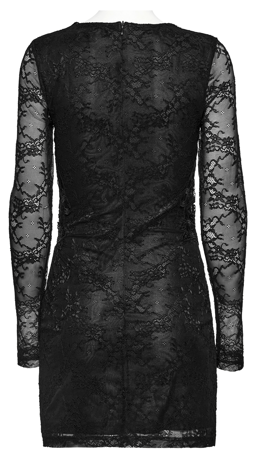 Elegant Long Sleeved Lace Slim Fit Black Formal Dress - image 6