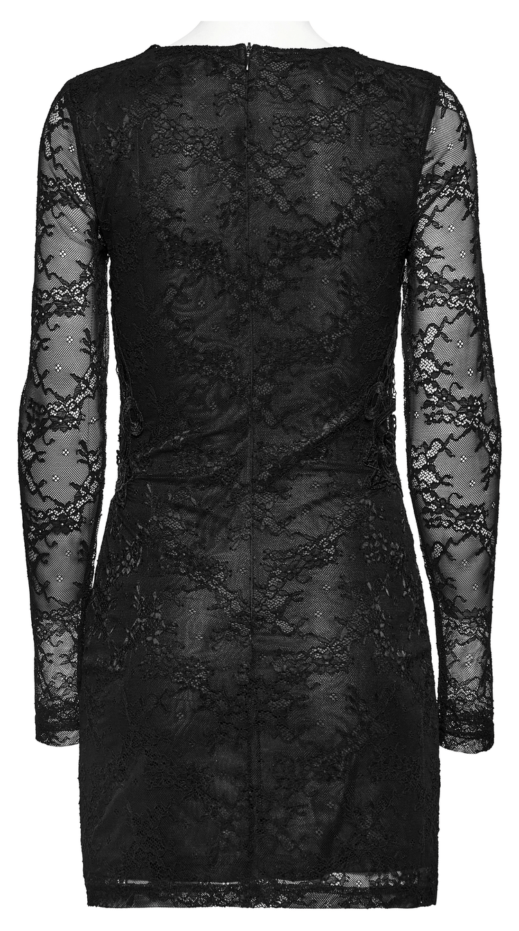 Elegant Long Sleeved Lace Slim Fit Black Formal Dress - image 6