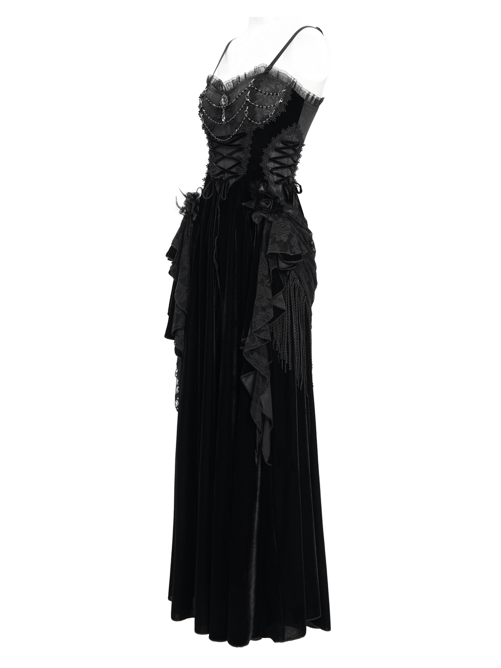 Elegant Maxi Dress with Lace Corset and Beaded Detail - image 6