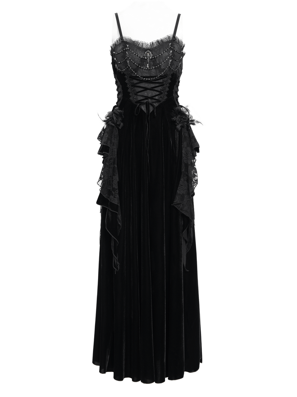 Elegant Maxi Dress with Lace Corset and Beaded Detail - image 4