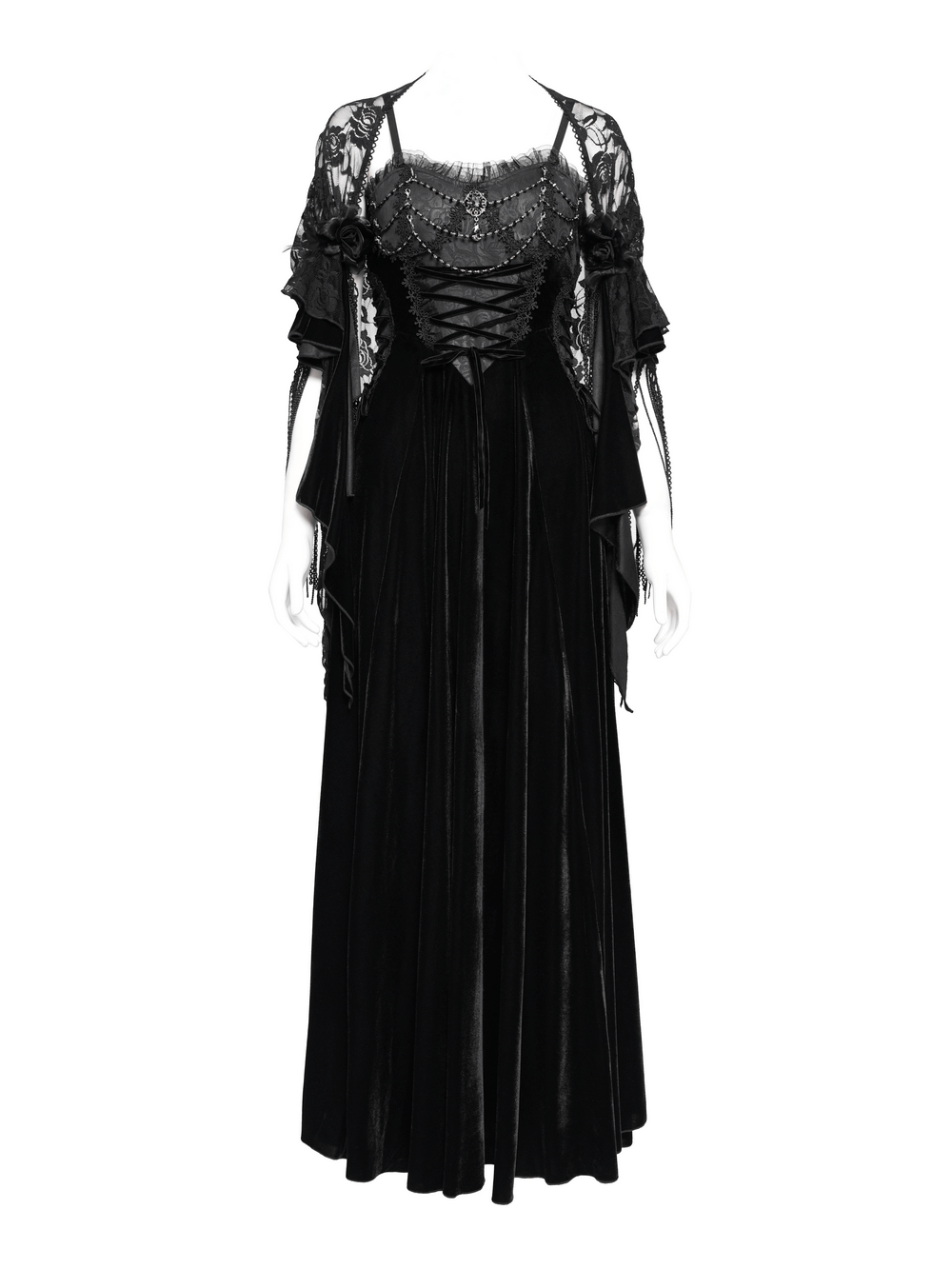 Elegant Maxi Dress with Lace Corset and Beaded Detail - image 7