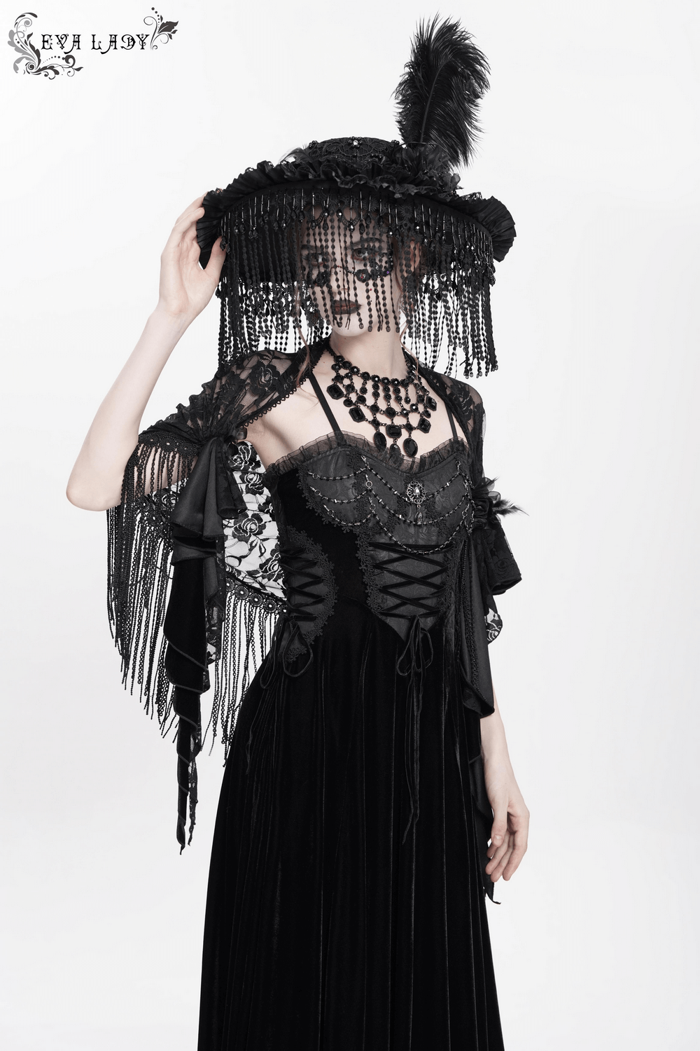 Elegant Maxi Dress with Lace Corset and Beaded Detail - image 19