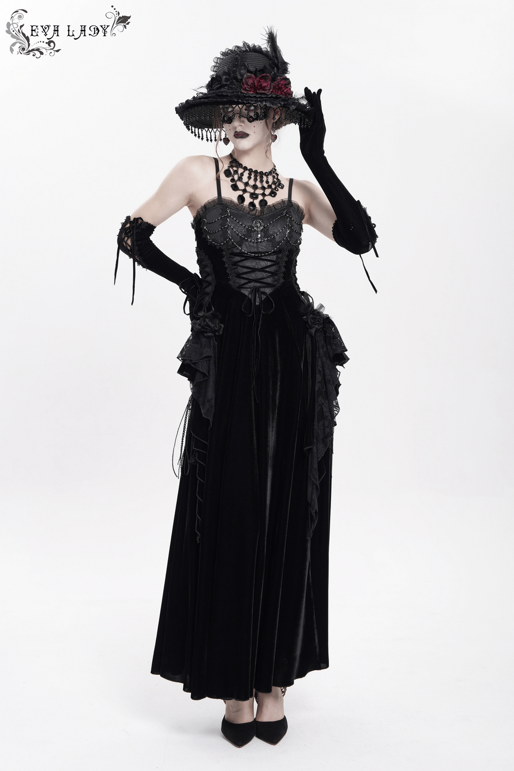 Elegant Maxi Dress with Lace Corset and Beaded Detail - image 21