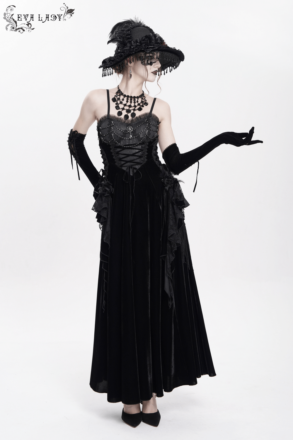 Elegant Maxi Dress with Lace Corset and Beaded Detail - image 23