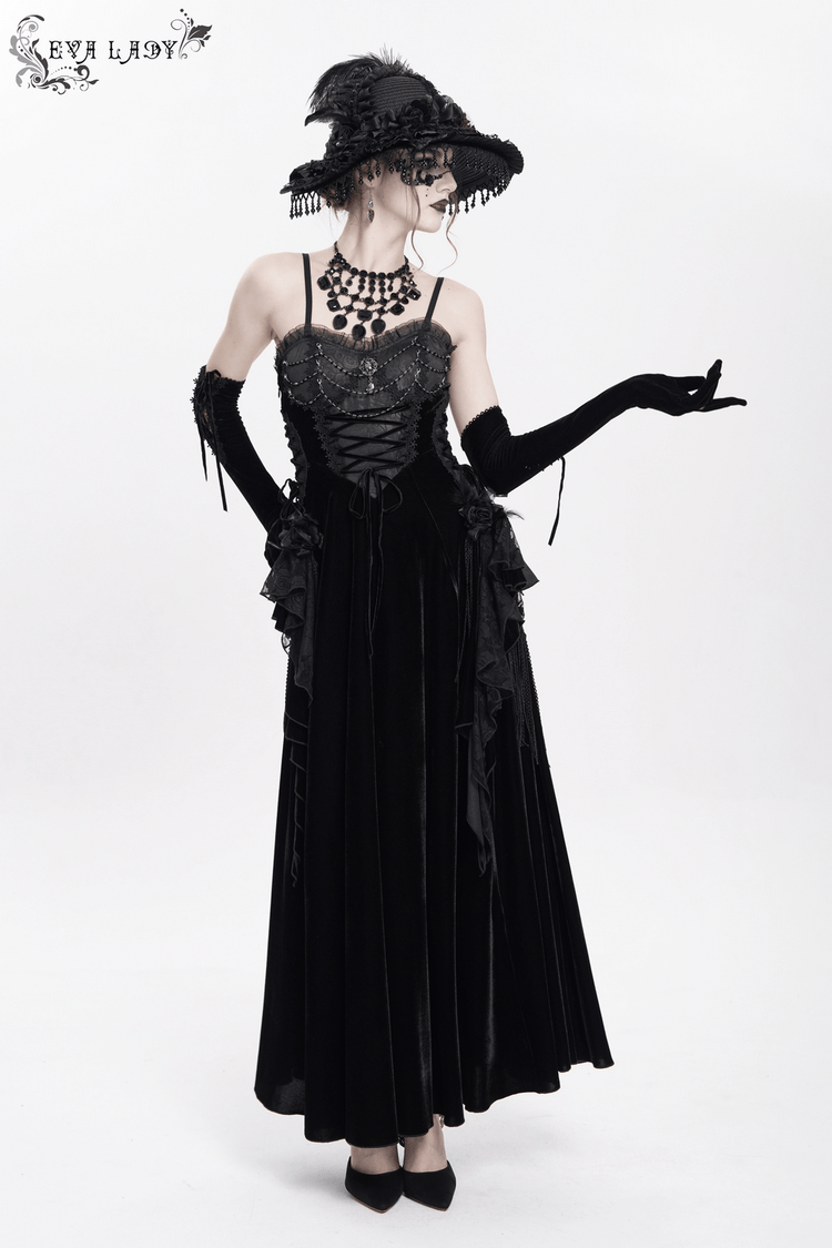 Elegant Maxi Dress with Lace Corset and Beaded Detail - image 23