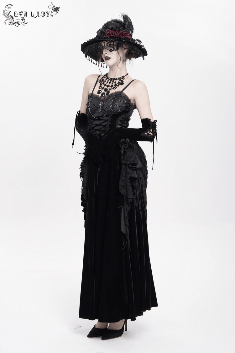 Elegant Maxi Dress with Lace Corset and Beaded Detail - image 24