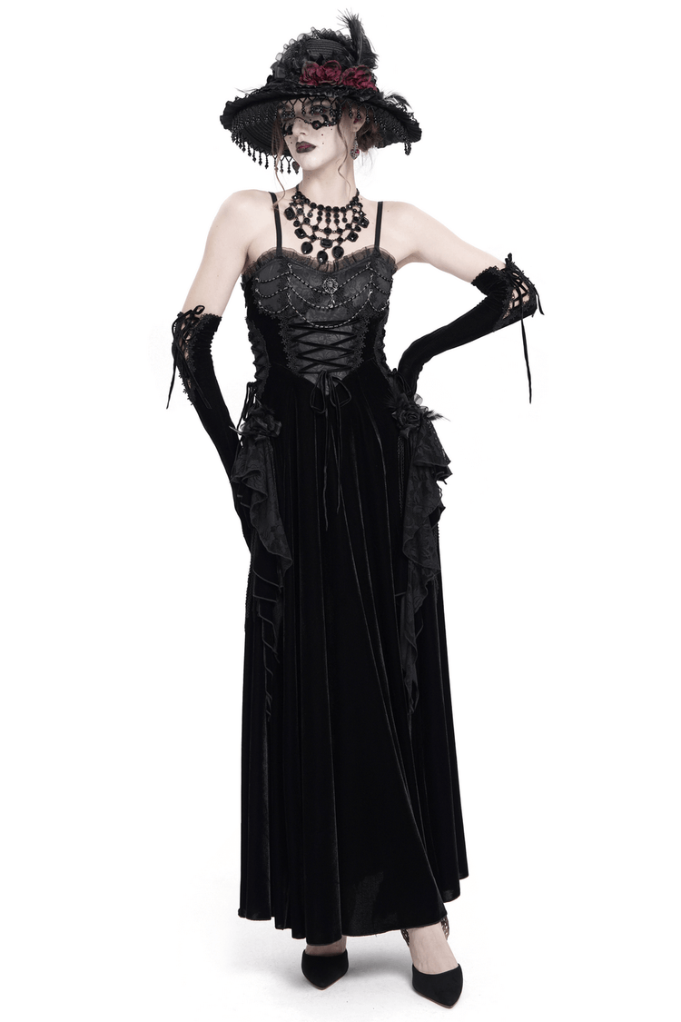 Elegant Maxi Dress with Lace Corset and Beaded Detail - image 1