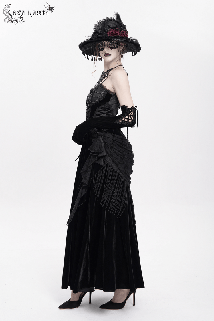 Elegant Maxi Dress with Lace Corset and Beaded Detail - image 22