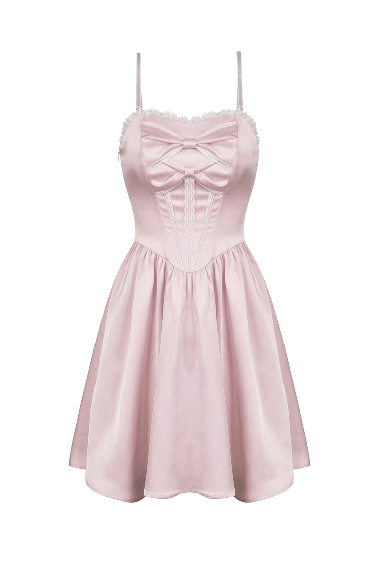 Elegant Pink Satin Bow Dress for Evening Events - image 4