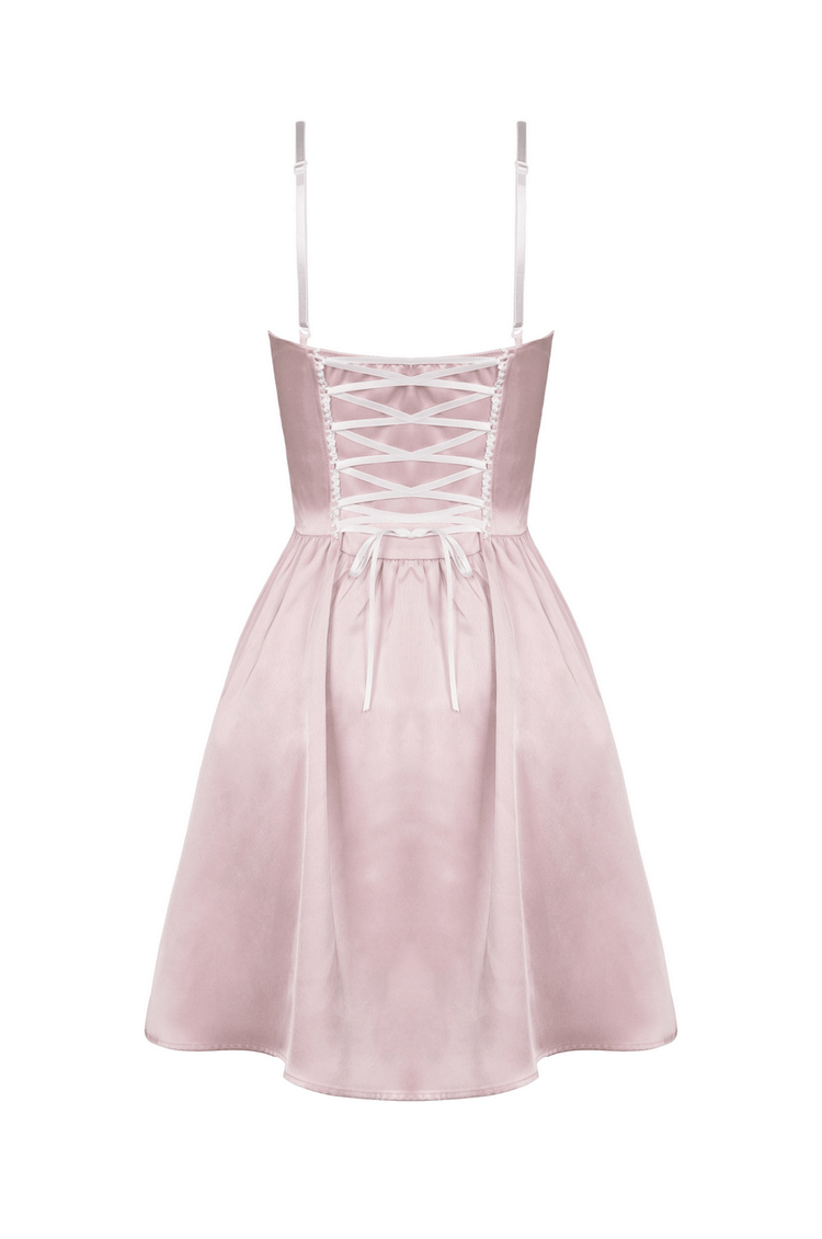 Elegant Pink Satin Bow Dress for Evening Events - image 5
