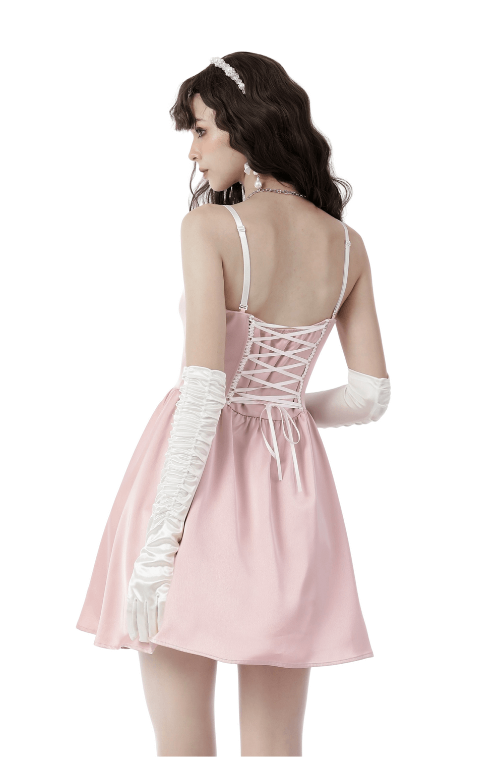 Elegant Pink Satin Bow Dress for Evening Events - image 2