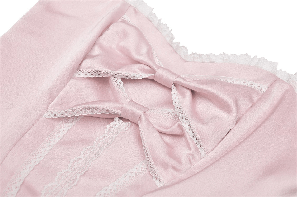 Elegant Pink Satin Bow Dress for Evening Events - image 7