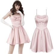 Elegant Pink Satin Bow Dress for Evening Events - image 3