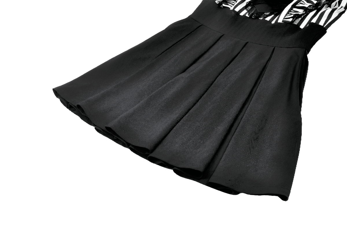 Elegant Striped Dress with Ruffle Sleeves and Moon Detail - image 8