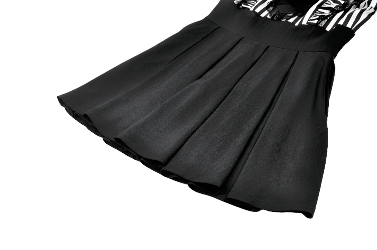 Elegant Striped Dress with Ruffle Sleeves and Moon Detail - image 8