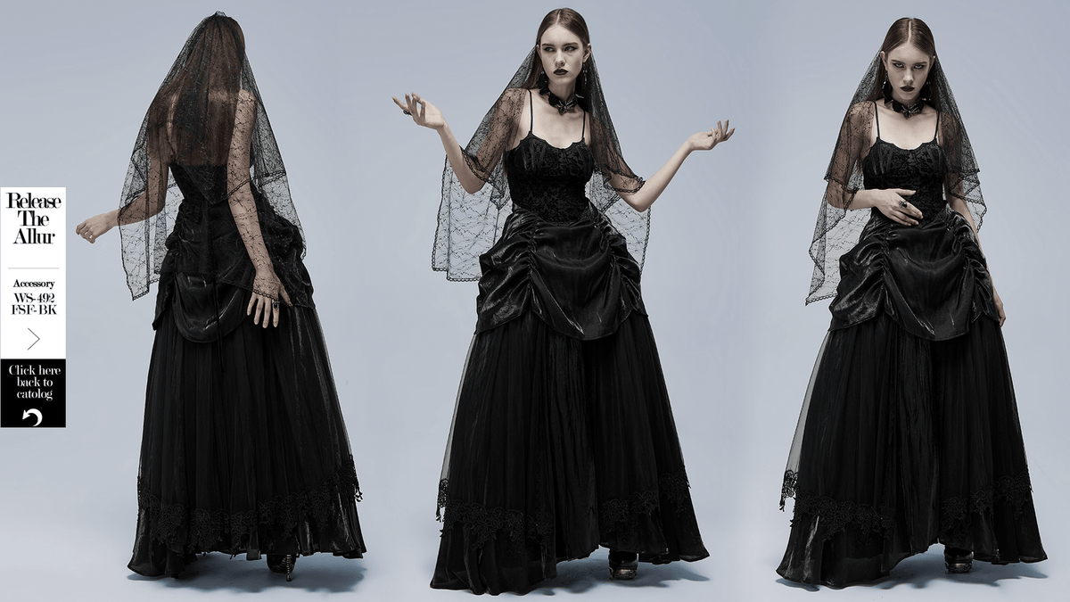 Elegant Tulle and Velvet Gothic Gown With Drawstring Back - image 16