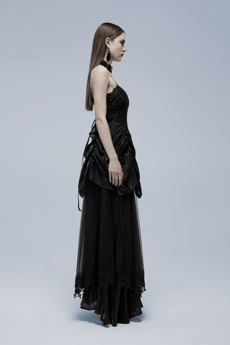 Elegant Tulle and Velvet Gothic Gown With Drawstring Back - image 12