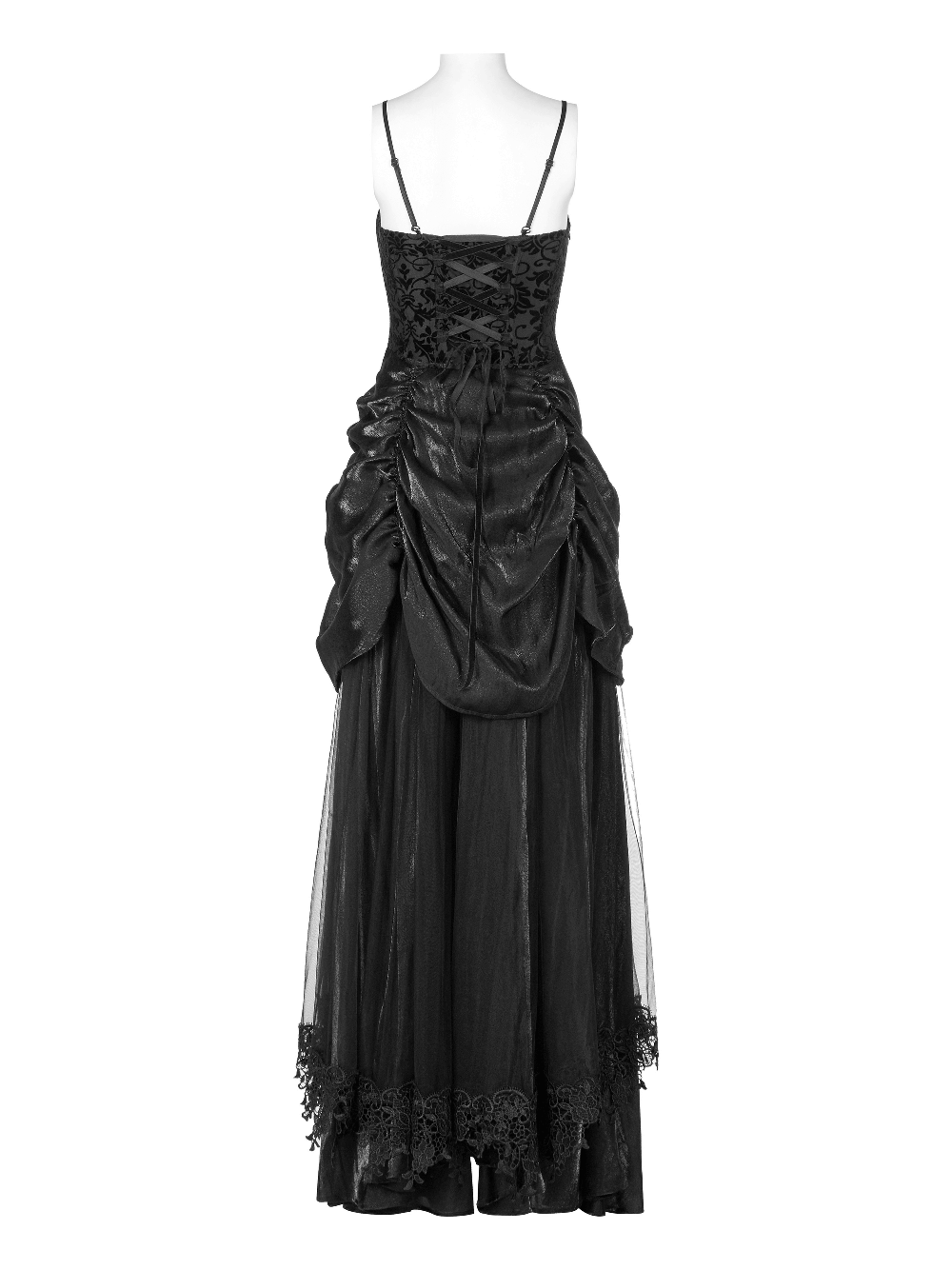 Elegant Tulle and Velvet Gothic Gown With Drawstring Back - image 6