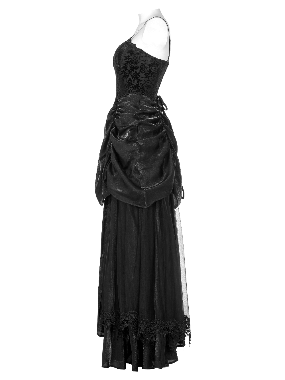 Elegant Tulle and Velvet Gothic Gown With Drawstring Back - image 5